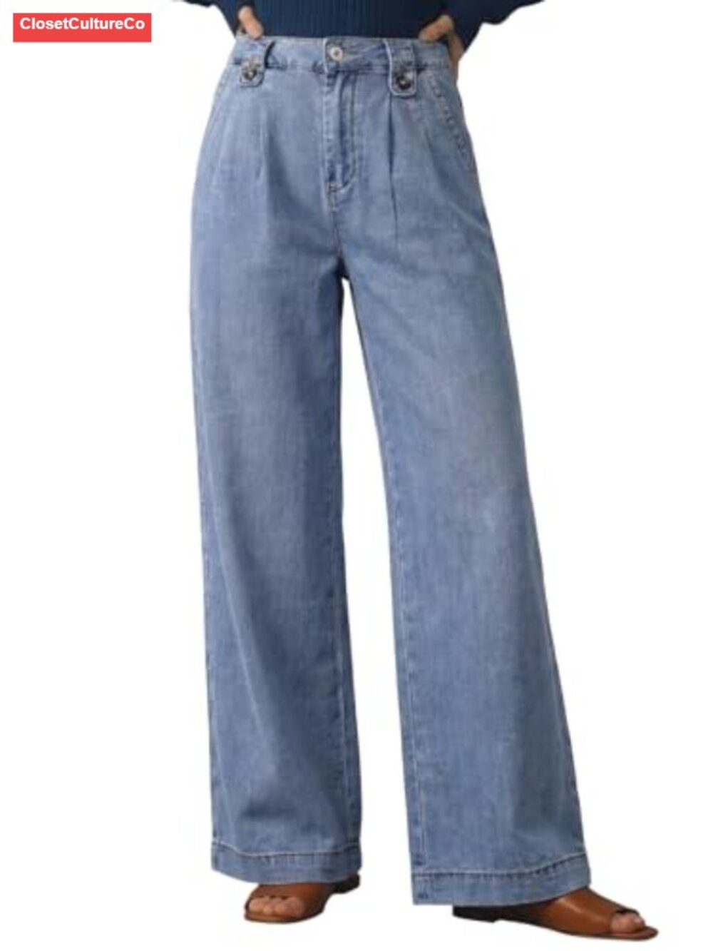 High Waisted Wide Leg Stretchy Straight Leg Cargo Jeans with Pockets